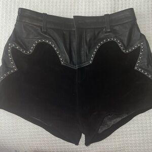 Understated Leather Black Studded Shorts Sz Small